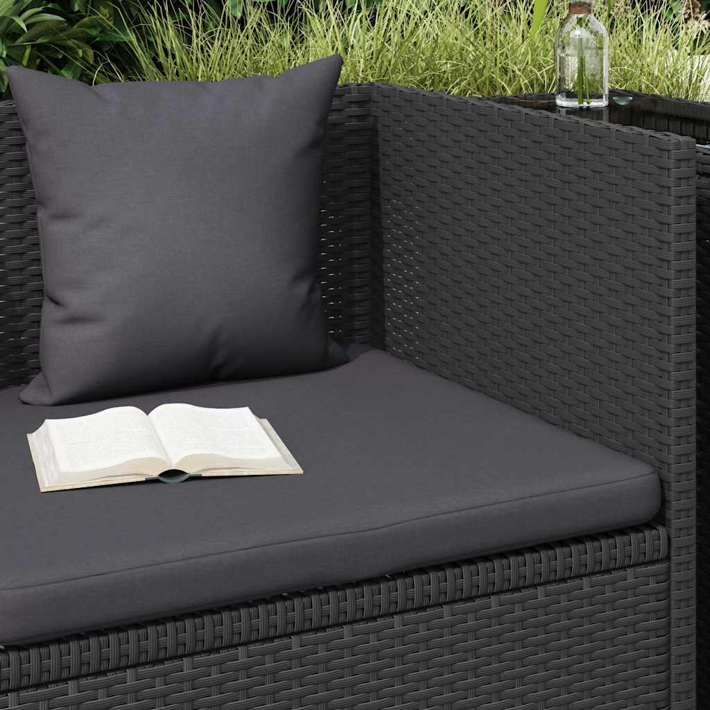 Sofá de jardín con cojines y almohadas ratán sintético negro
