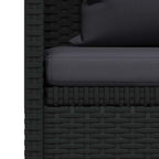Sofá de jardín con cojines y almohadas ratán sintético negro