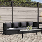 Sofá de jardín con cojines y almohadas ratán sintético negro