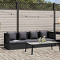 Garden sofa with cushions and pillows black synthetic rattan