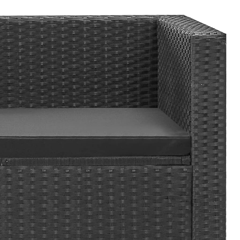 Set de muebles de jardín 4 pzas y cojines ratán sintético negro