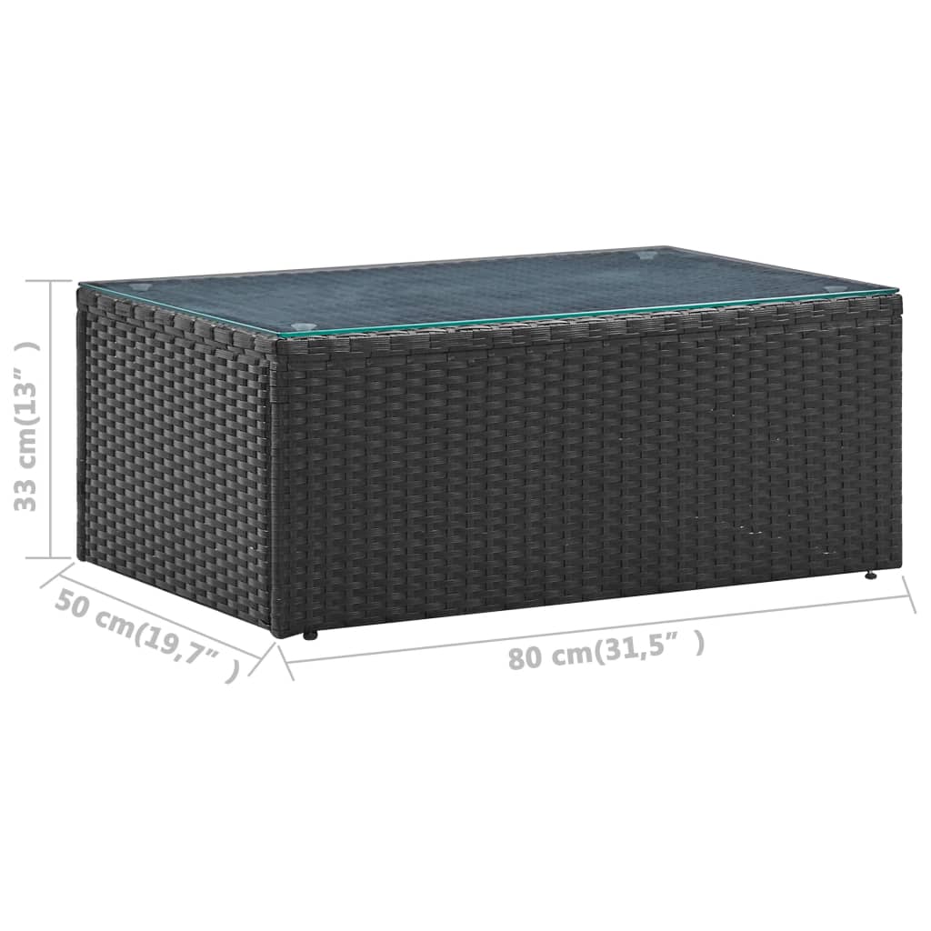 Set de muebles de jardín 4 pzas y cojines ratán sintético negro