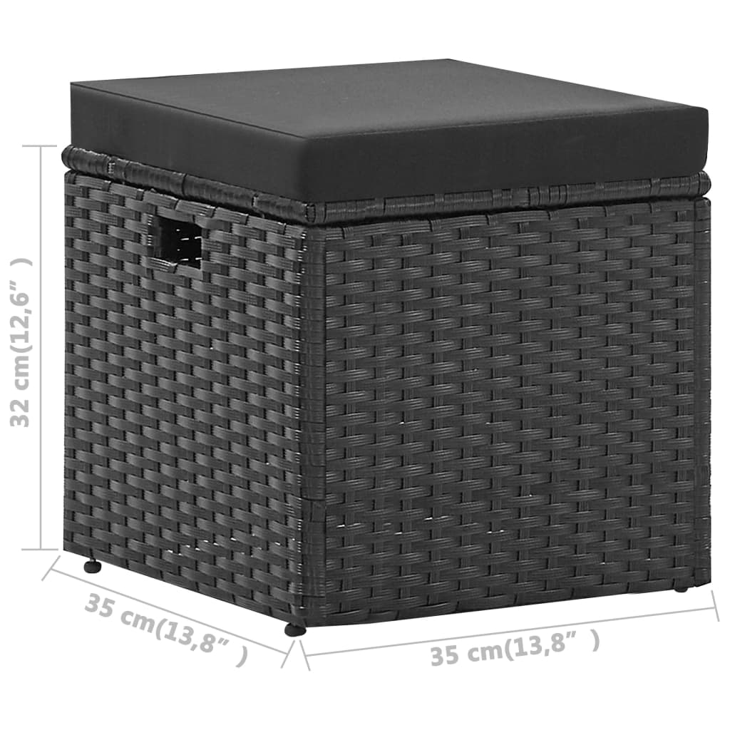 Set de muebles de jardín 4 pzas y cojines ratán sintético negro
