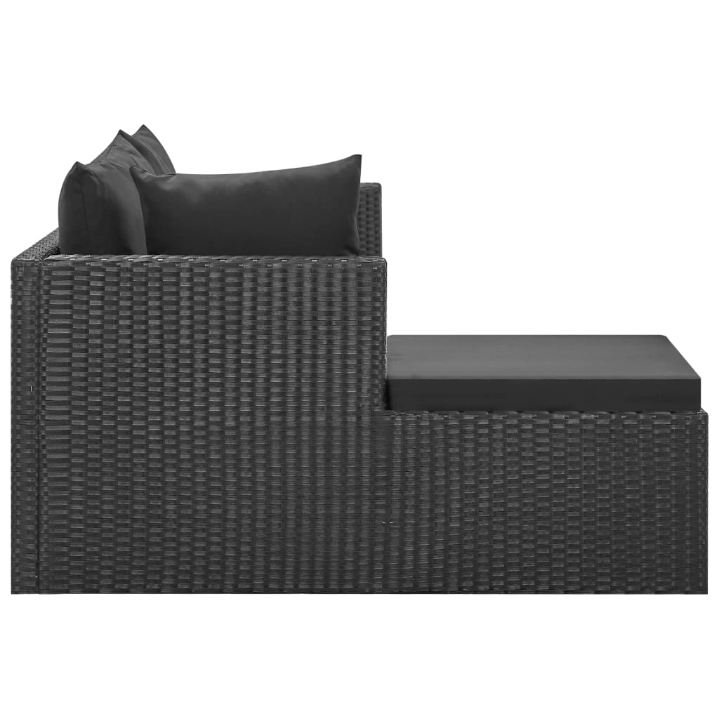 Set de muebles de jardín 4 pzas y cojines ratán sintético negro