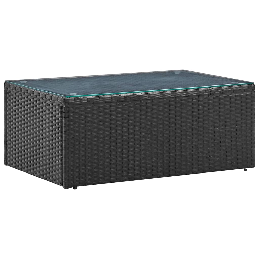 Set de muebles de jardín 4 pzas y cojines ratán sintético negro
