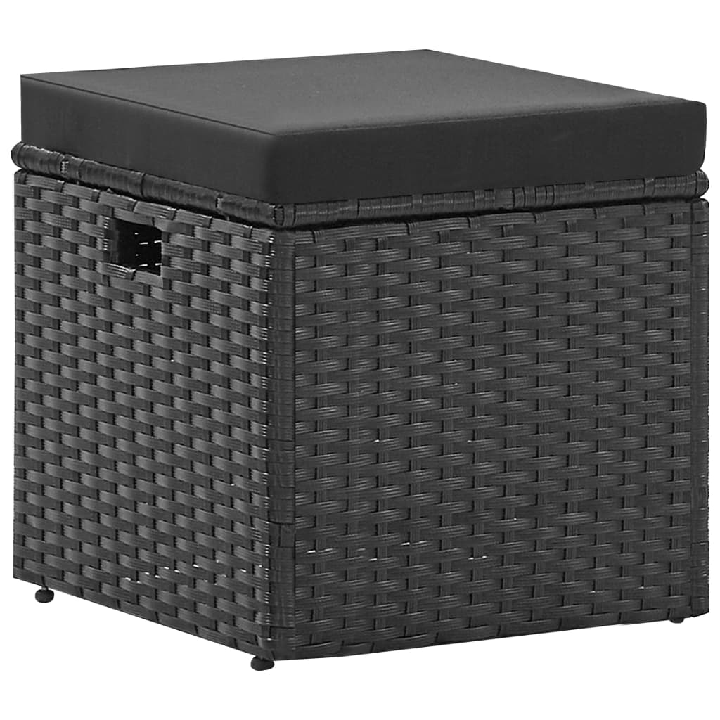 Set de muebles de jardín 4 pzas y cojines ratán sintético negro