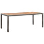 Outdoor dining table PE rattan grey solid acacia wood 190x90x75 cm