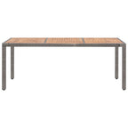 Mesa de jardín ratán PE gris madera acacia maciza 190x90x75 cm