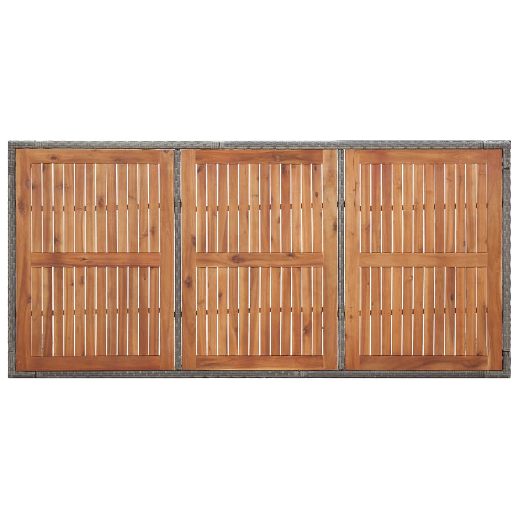 Mesa de jardín ratán PE gris madera acacia maciza 190x90x75 cm