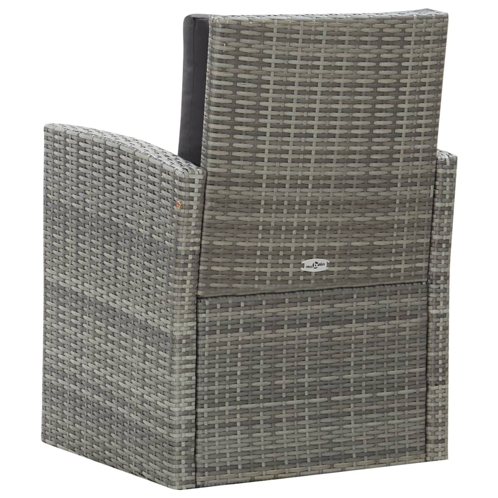 Set de comedor de jardín 5 pzas y cojines ratán sintético gris