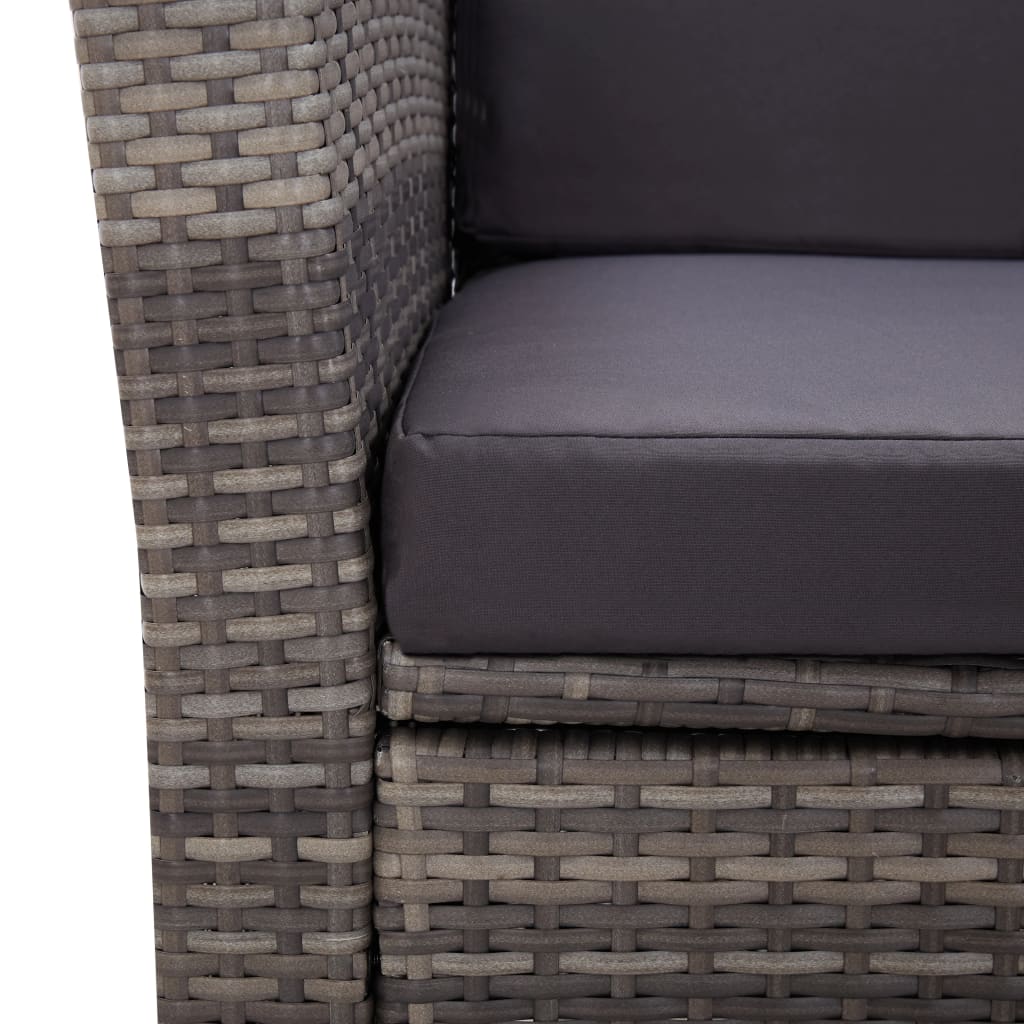 Set de comedor de jardín 5 pzas y cojines ratán sintético gris