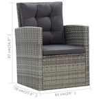 Set de comedor de jardín 5 pzas y cojines ratán sintético gris