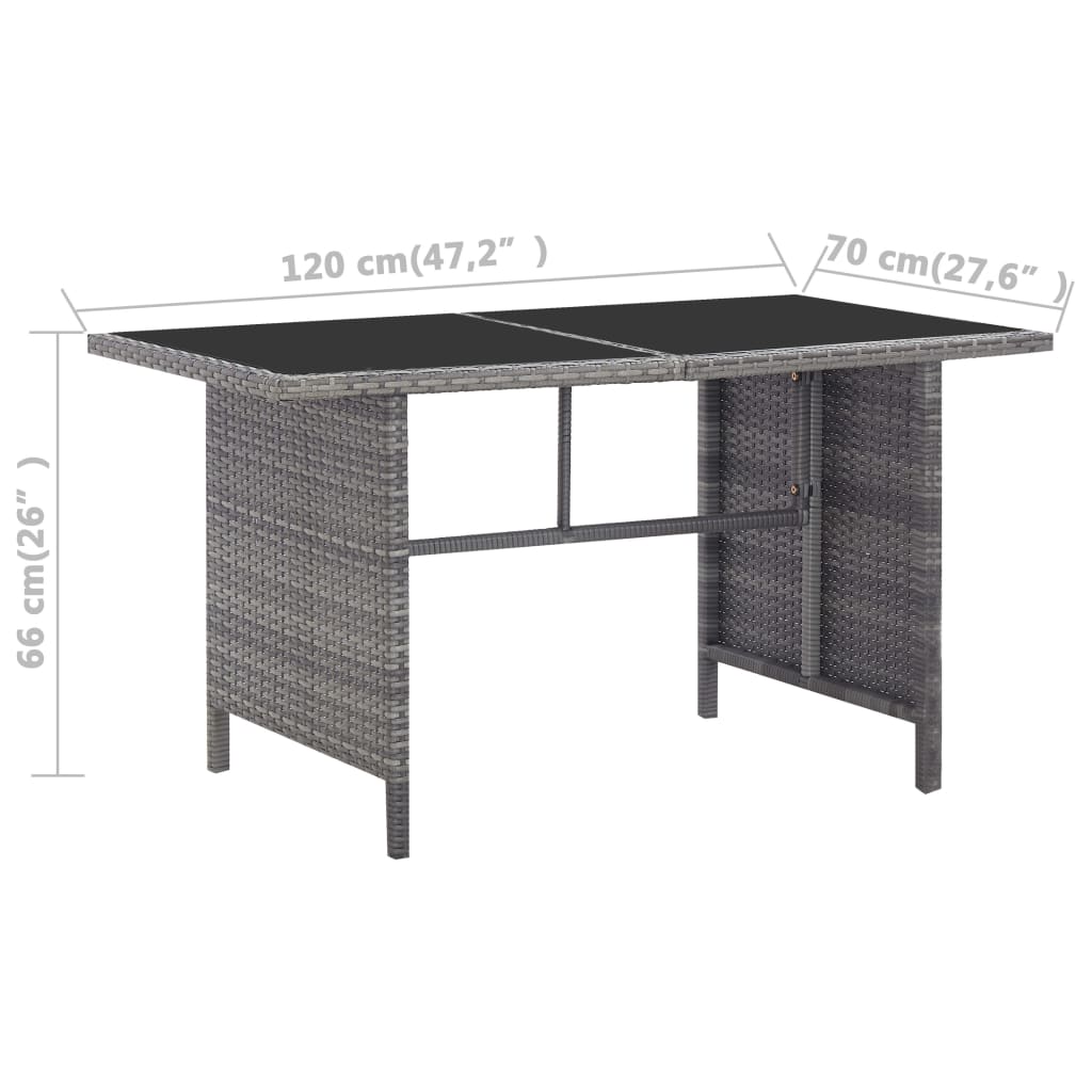 Set de comedor de jardín 5 pzas y cojines ratán sintético gris