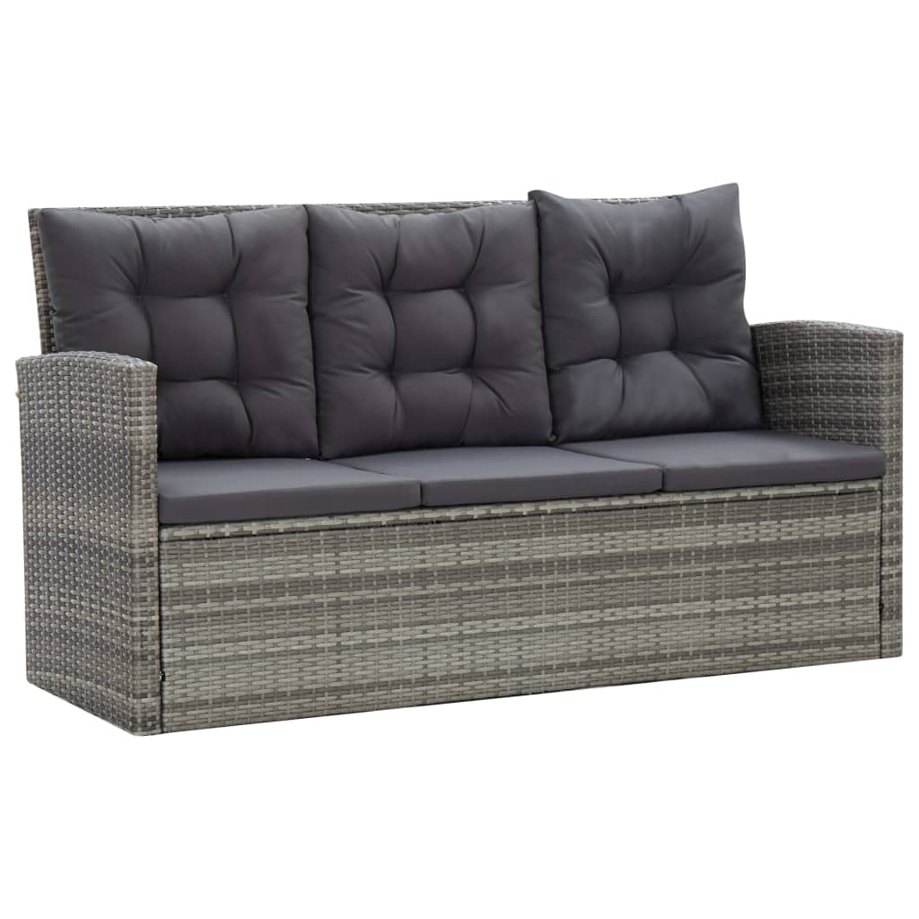 Set de comedor de jardín 5 pzas y cojines ratán sintético gris