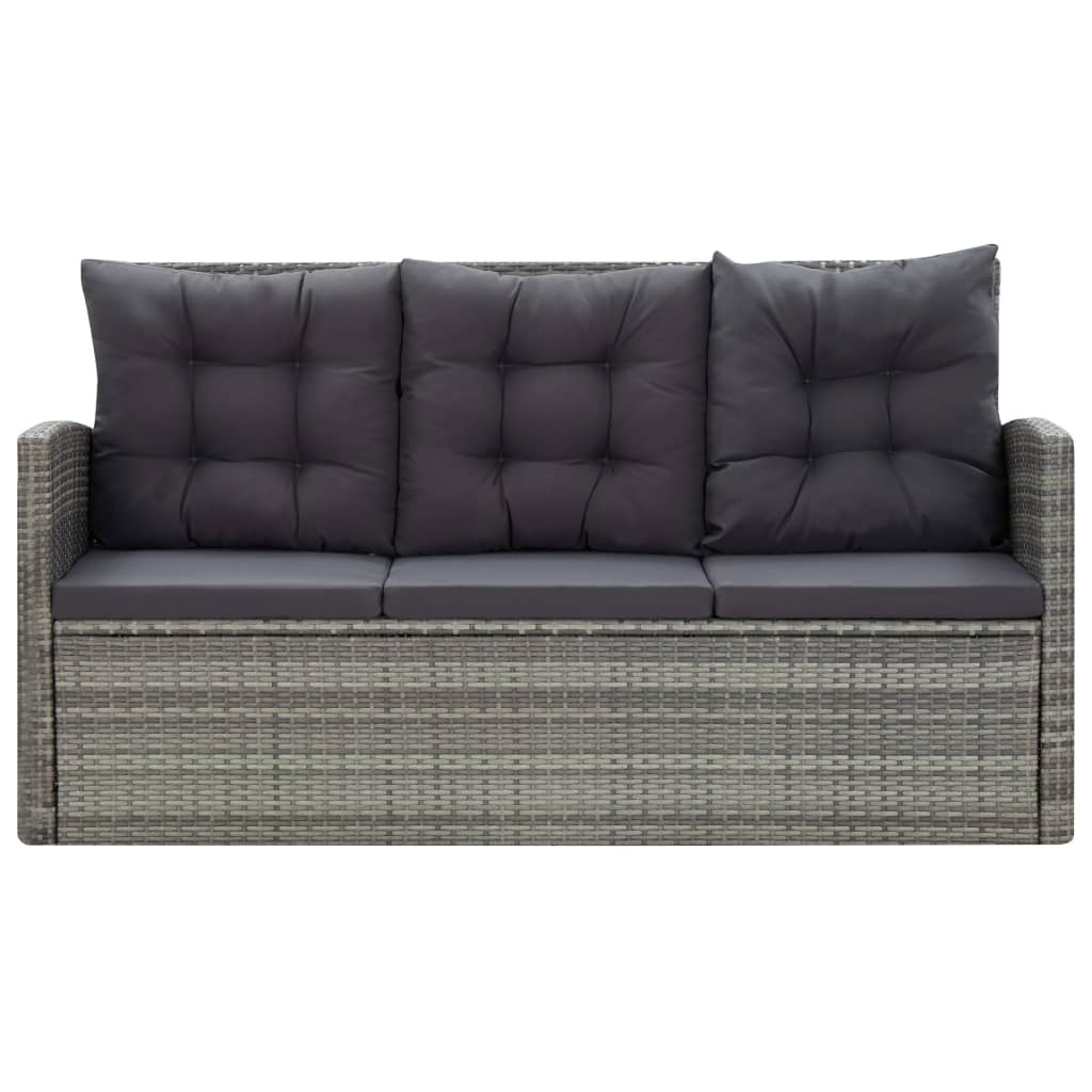 Set de comedor de jardín 5 pzas y cojines ratán sintético gris