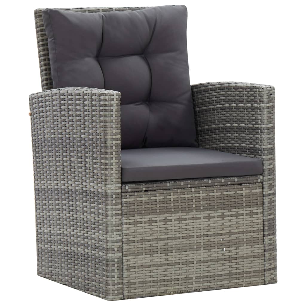 Set de comedor de jardín 5 pzas y cojines ratán sintético gris