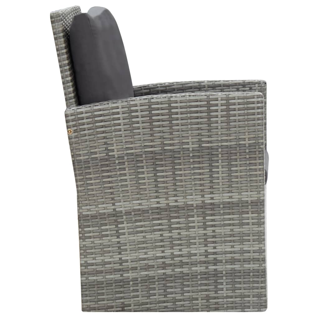 Set de comedor de jardín 5 pzas y cojines ratán sintético gris