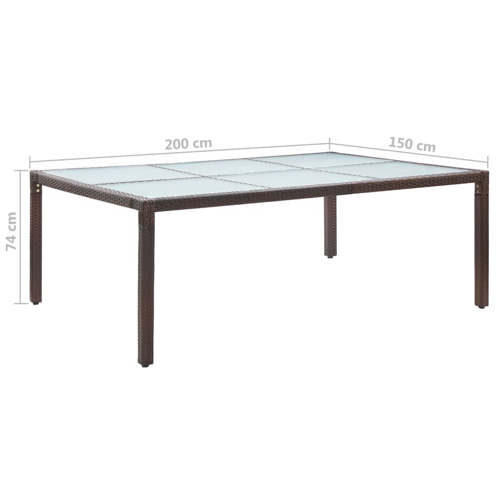 Mesa de comedor de jardín marrón 200x150x74 cm ratán sintético