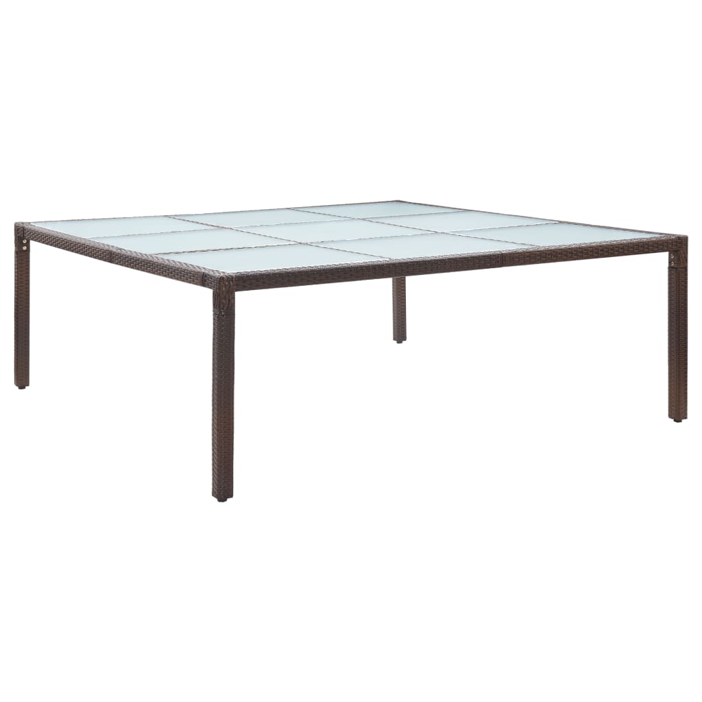 Brown synthetic rattan garden dining table 200x200x74 cm