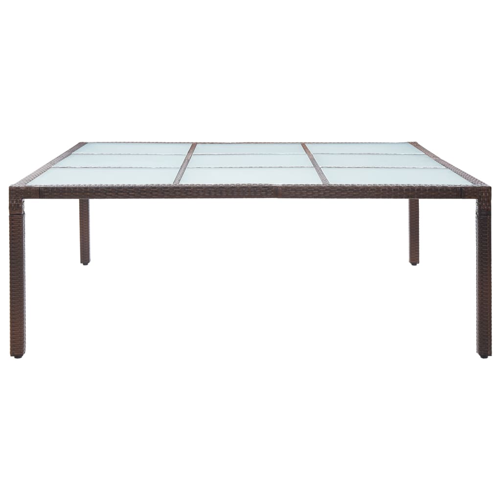 Mesa de comedor de jardín ratán sintético marrón 200x200x74 cm