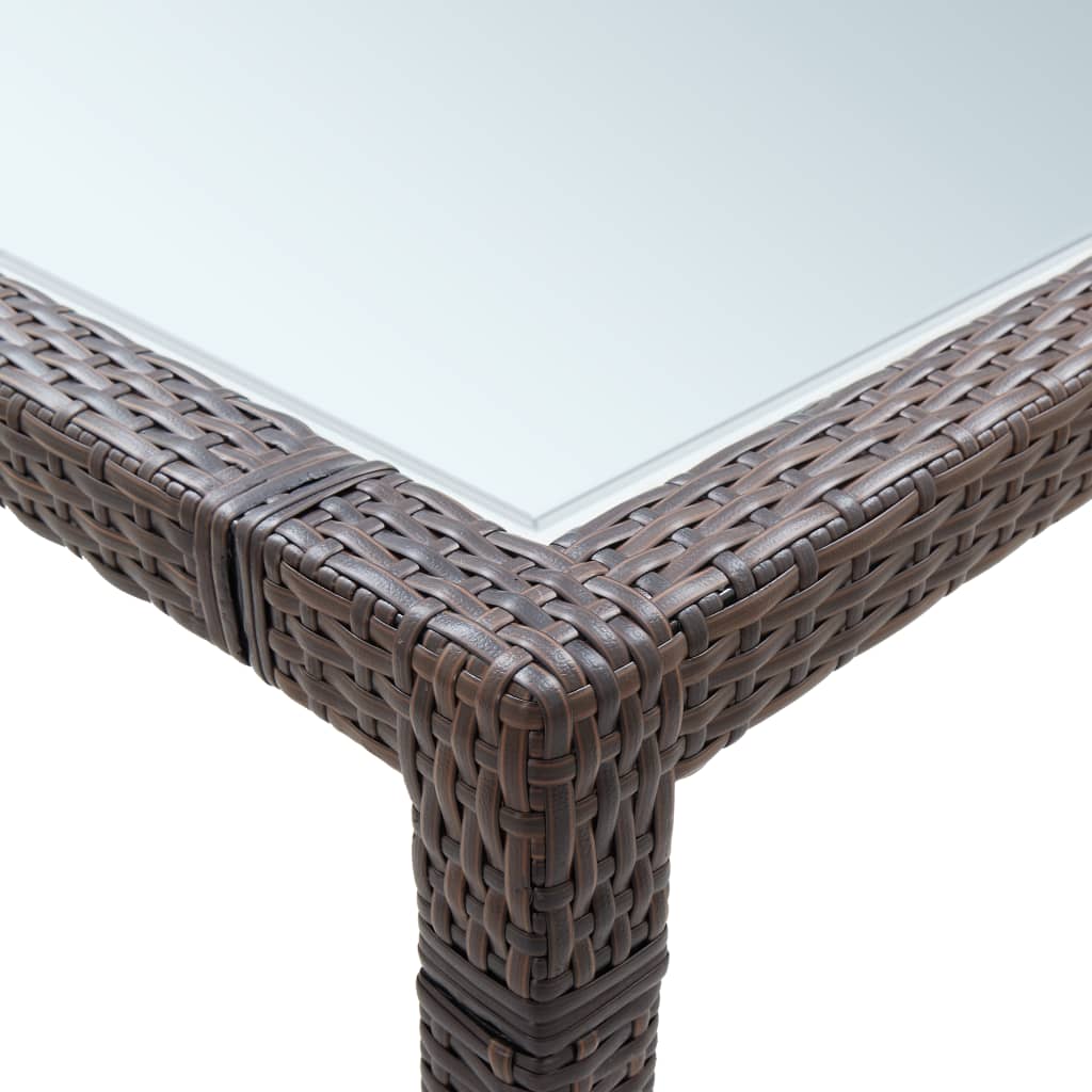 Brown synthetic rattan garden dining table 200x200x74 cm