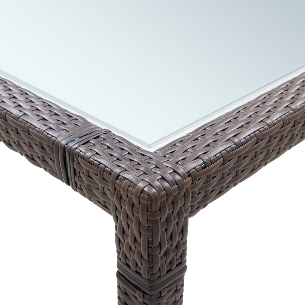 Brown synthetic rattan garden dining table 200x200x74 cm