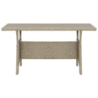 Mesa de jardín de ratán sintético gris 130x70x66 cm