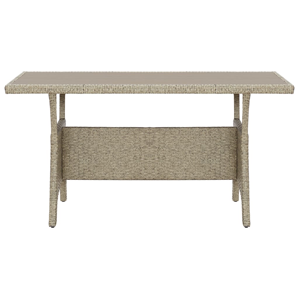 Mesa de jardín de ratán sintético gris 130x70x66 cm