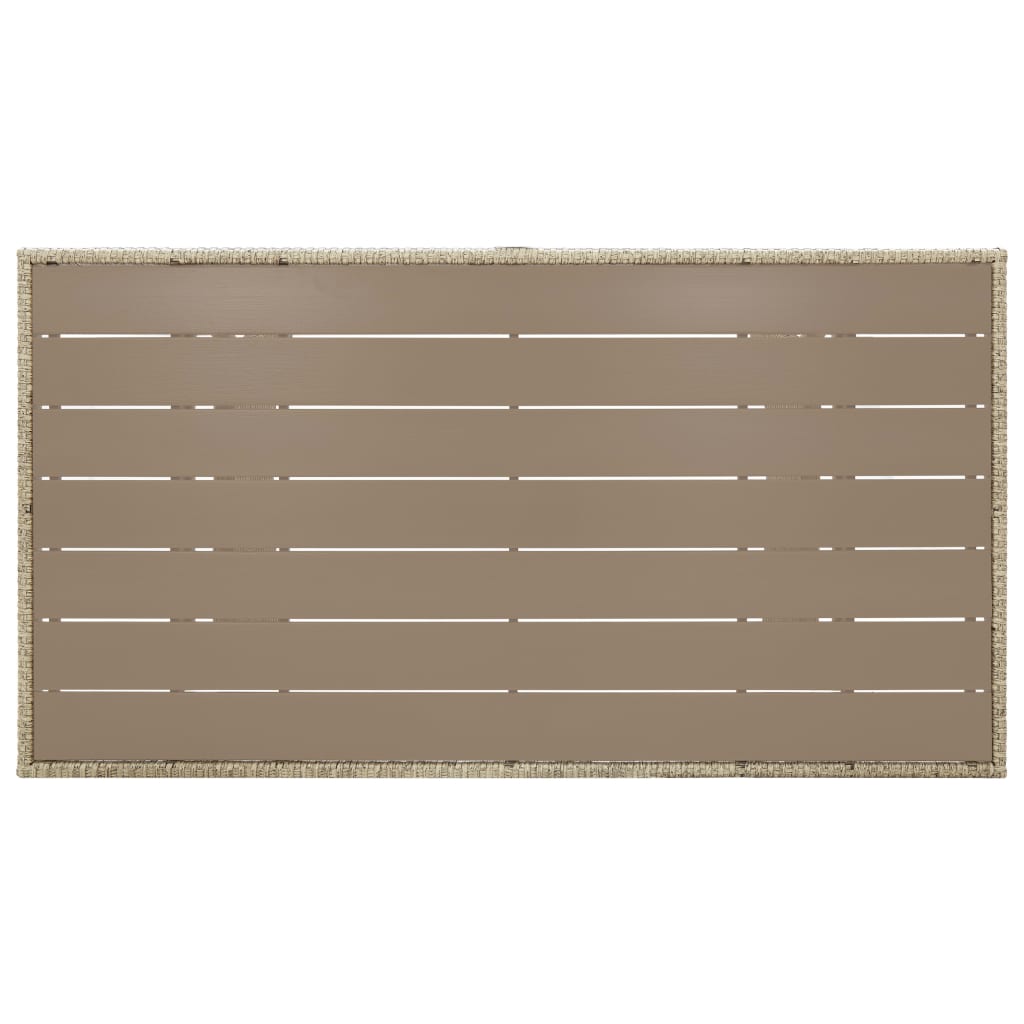 Mesa de jardín de ratán sintético gris 130x70x66 cm