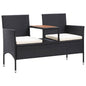 Banco de jardim 2 lugares com mesa de apoio em vime sintético cinzento 143 cm