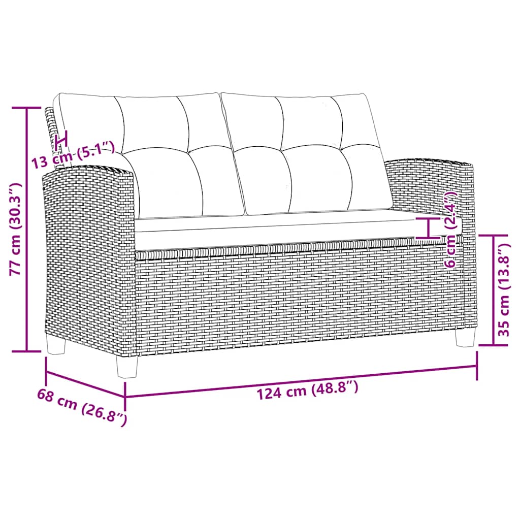 Muebles de jardín 6 pzas y cojines ratán sintético gris oscuro