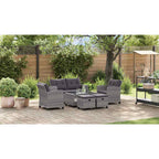 Muebles de jardín 6 pzas y cojines ratán sintético gris oscuro