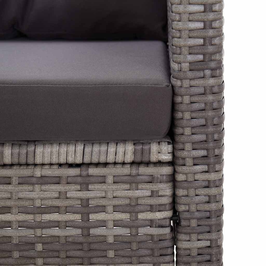 Sofá de jardín 2 plazas y cojines ratán sintético gris 124 cm