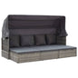 Garden daybed with grey synthetic rattan canopy