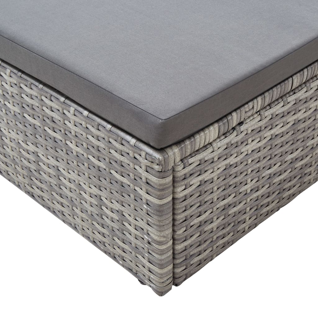 Tumbona cama jardín con techo ratán sintético gris
