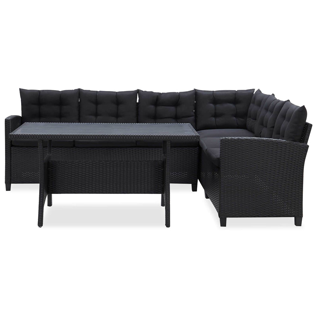 Juegos de muebles de exterior Negro ratán sintético