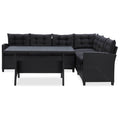 Juegos de muebles de exterior Negro ratán sintético