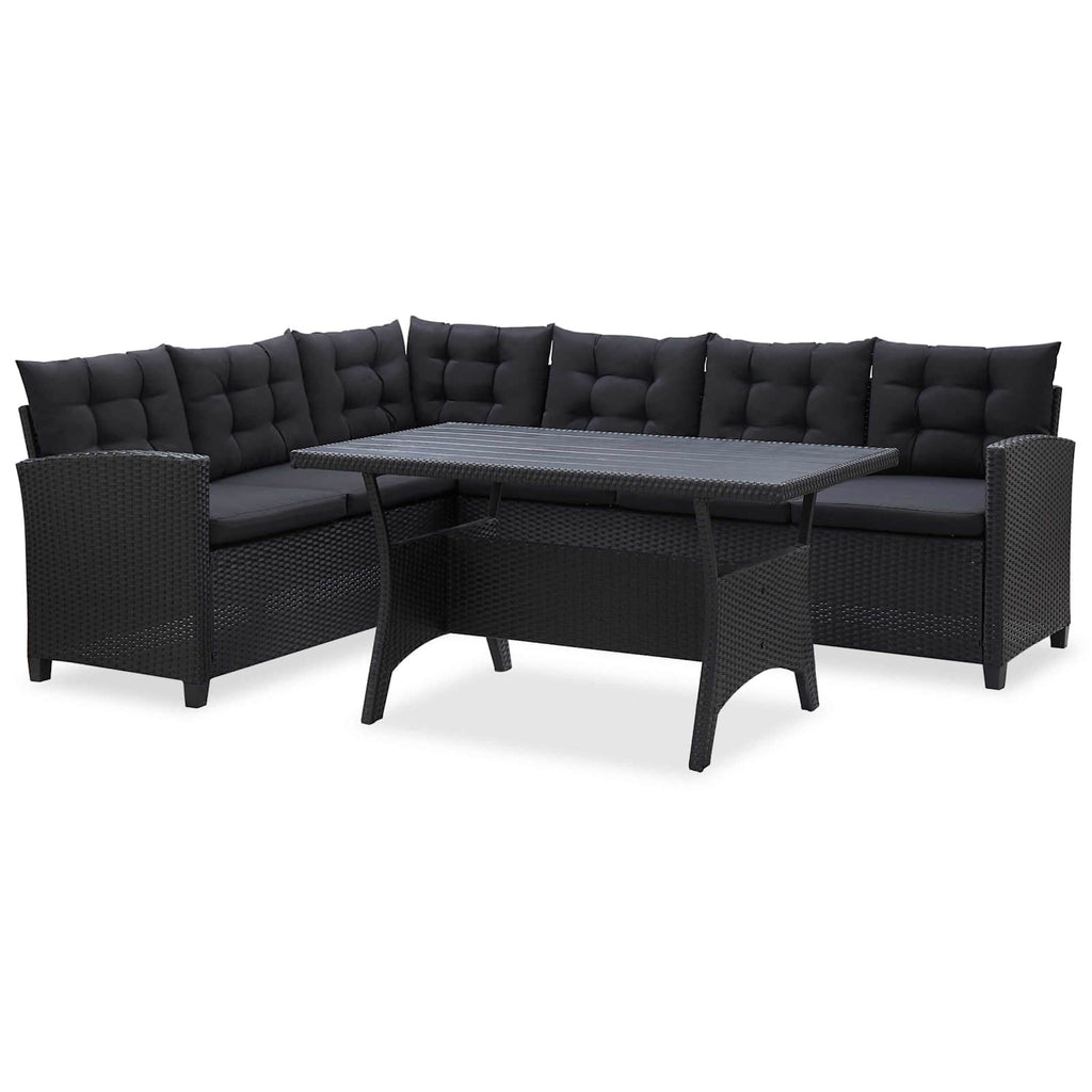 Juegos de muebles de exterior Negro ratán sintético