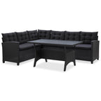 Juegos de muebles de exterior Negro ratán sintético