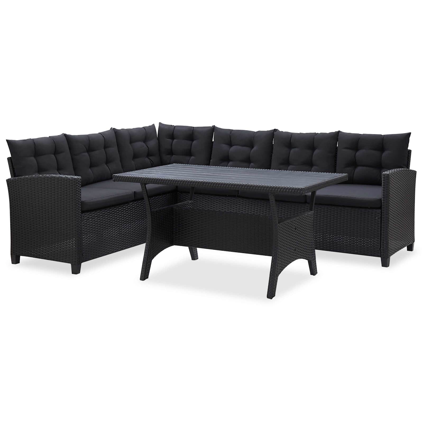 Juegos de muebles de exterior Negro ratán sintético