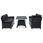 Juegos de muebles de exterior Negro ratán sintético