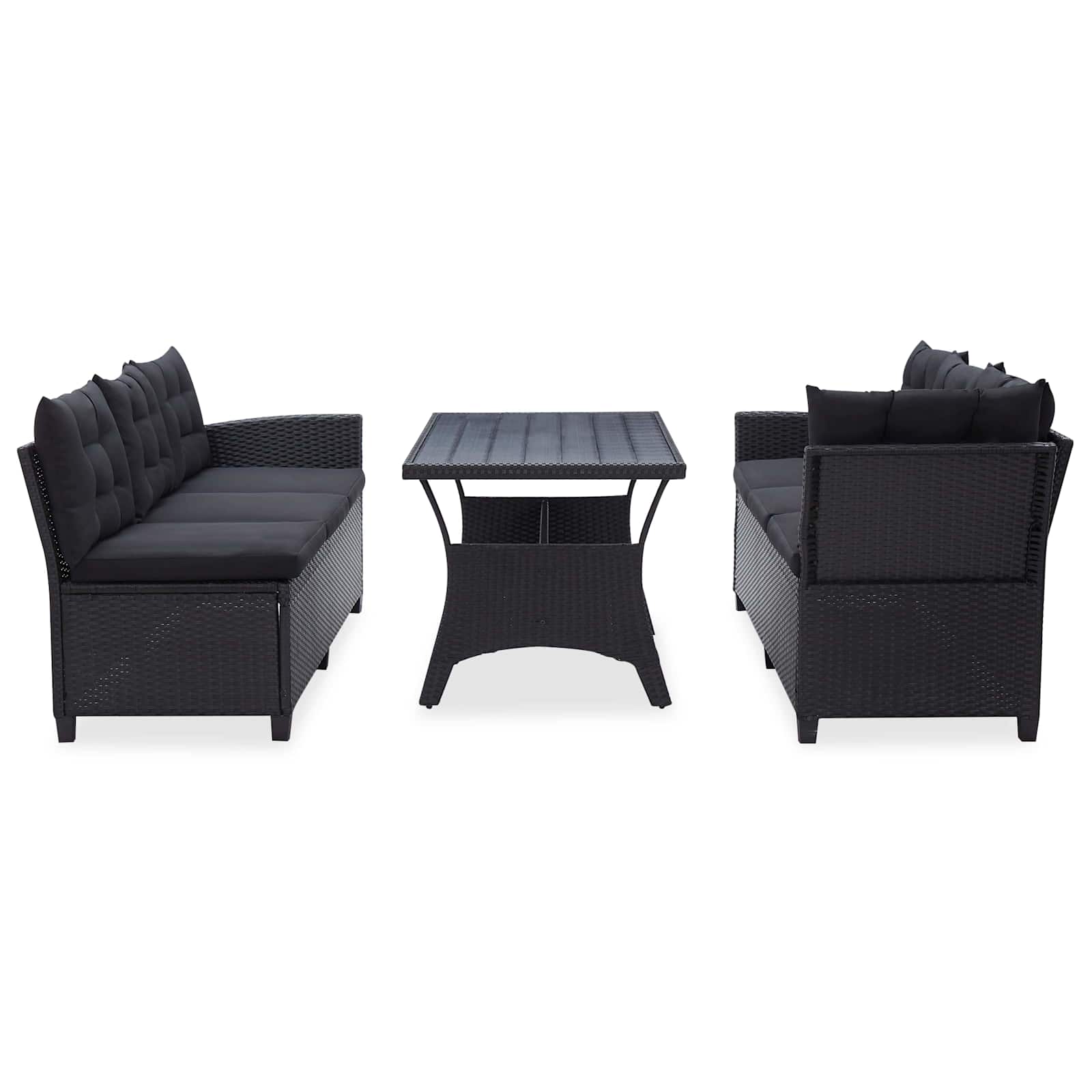 Juegos de muebles de exterior Negro ratán sintético