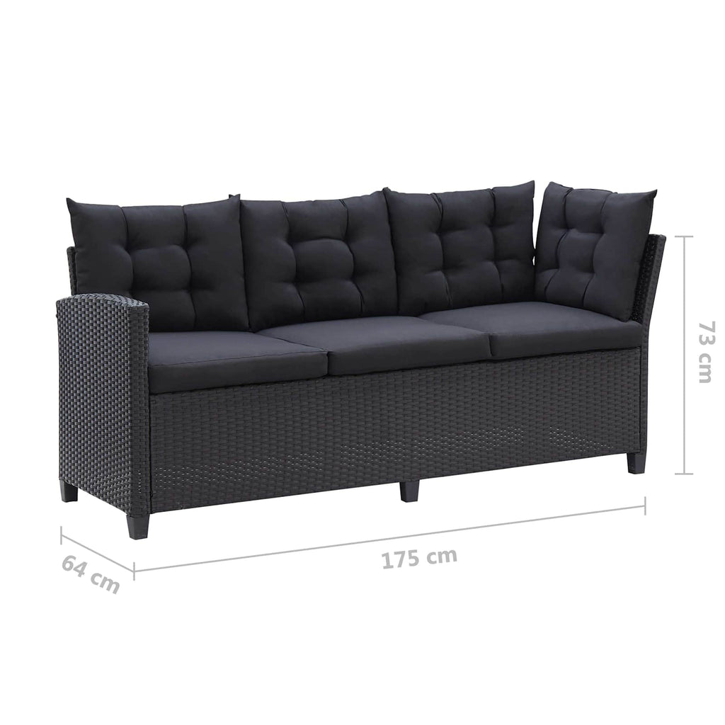 Juegos de muebles de exterior Negro ratán sintético