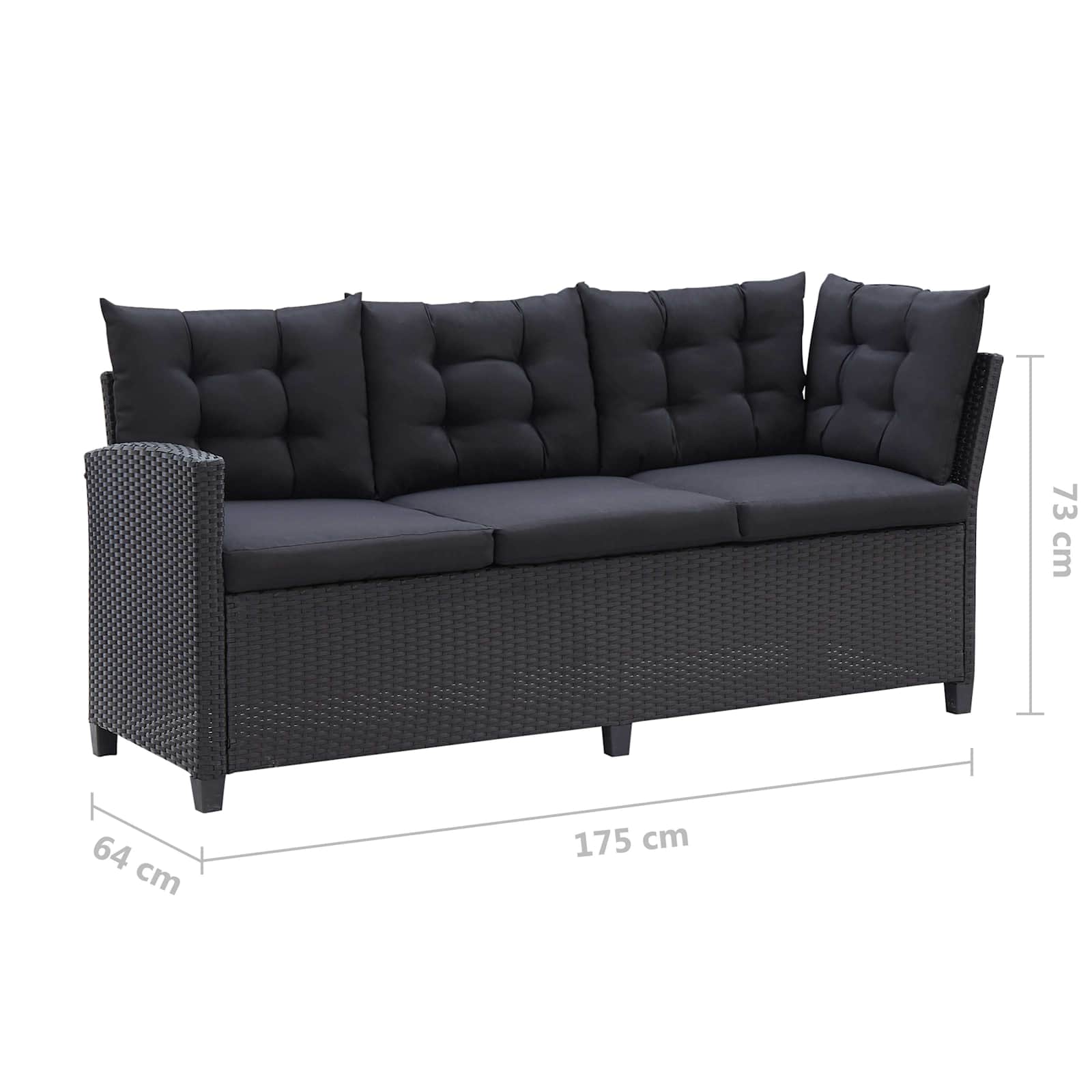 Juegos de muebles de exterior Negro ratán sintético
