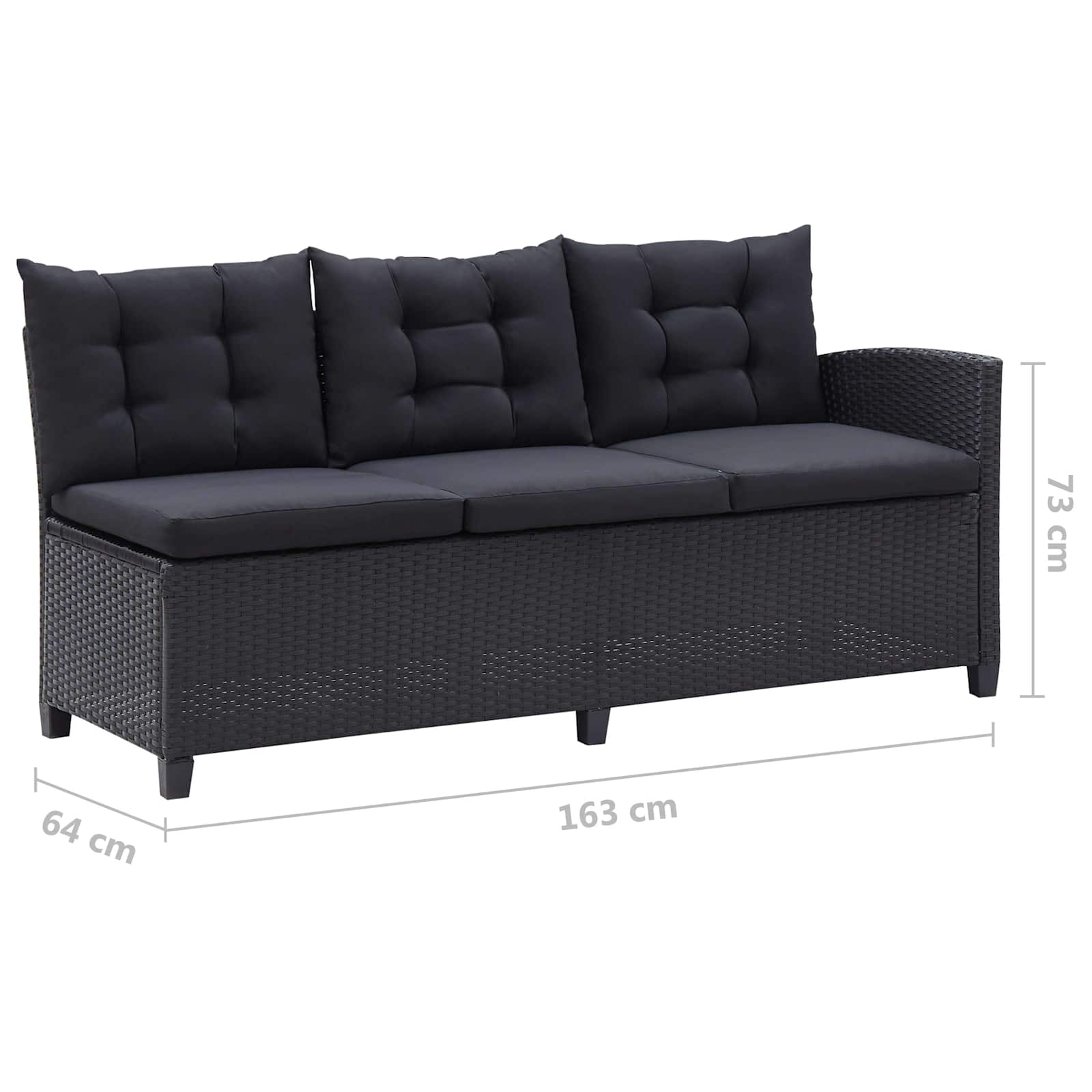 Juegos de muebles de exterior Negro ratán sintético