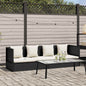 Garden sofa with cushions in black synthetic rattan