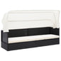 Black synthetic rattan garden sofa with canopy