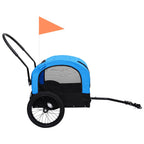 Remolque de bicicleta para mascotas cochecito 2 en 1 azul negro