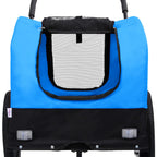 Remolque de bicicleta para mascotas cochecito 2 en 1 azul negro