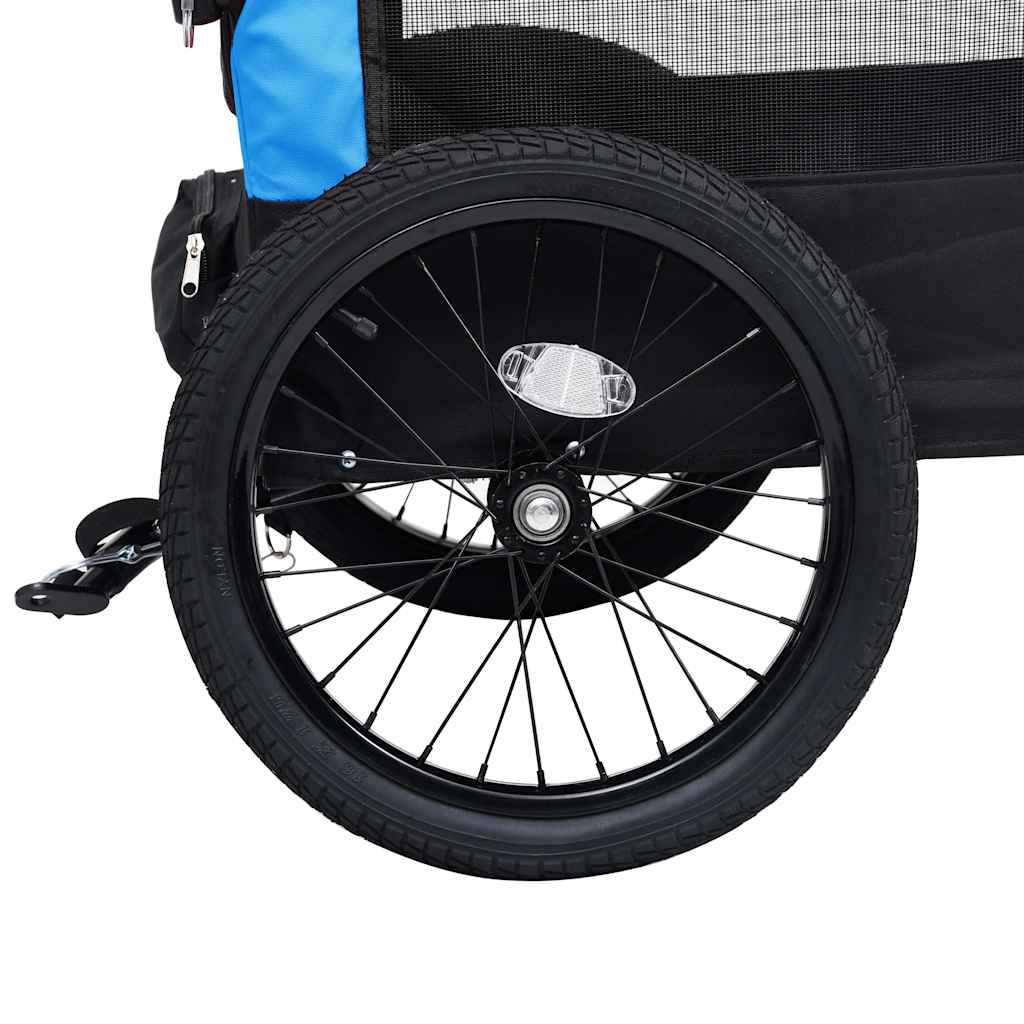 Remolque de bicicleta para mascotas cochecito 2 en 1 azul negro